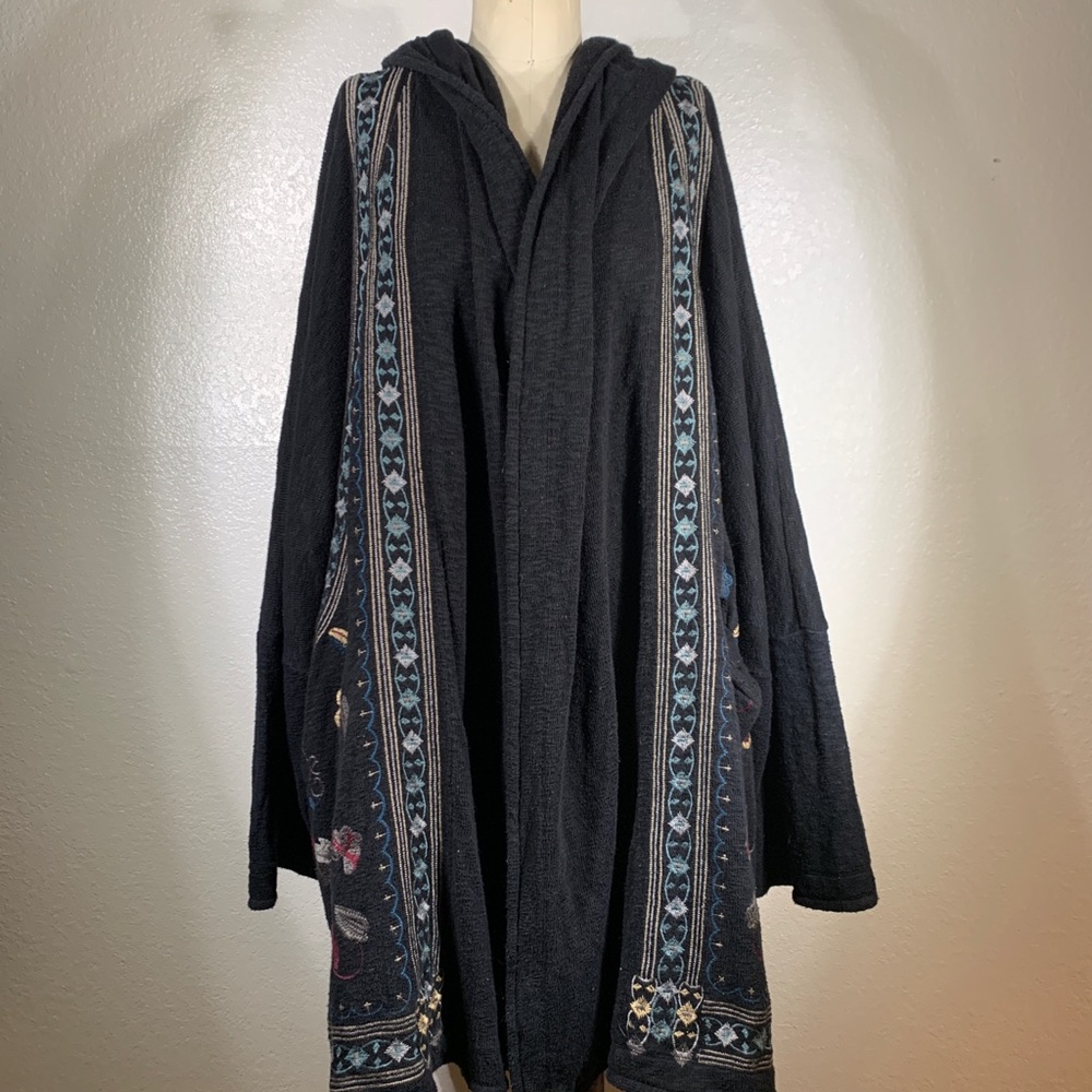 Johnny Was Biya Hooded Embroidered Wonder Kimono - Plus Size